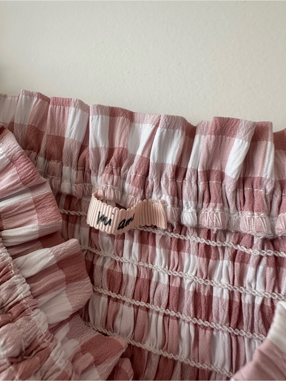 Smocked Off-Shoulder Pink Gingham Top - Picture 2 of 3